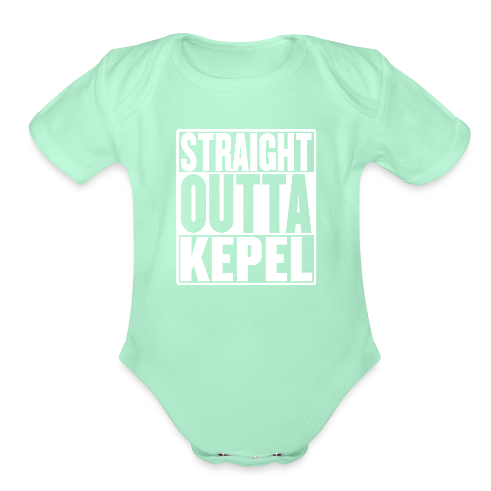 Straight Outta Kepel Organic Short Sleeve Baby Bodysuit - light mint