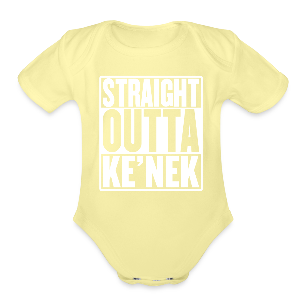 Straight Outta Ke’nek Organic Short Sleeve Baby Bodysuit - washed yellow