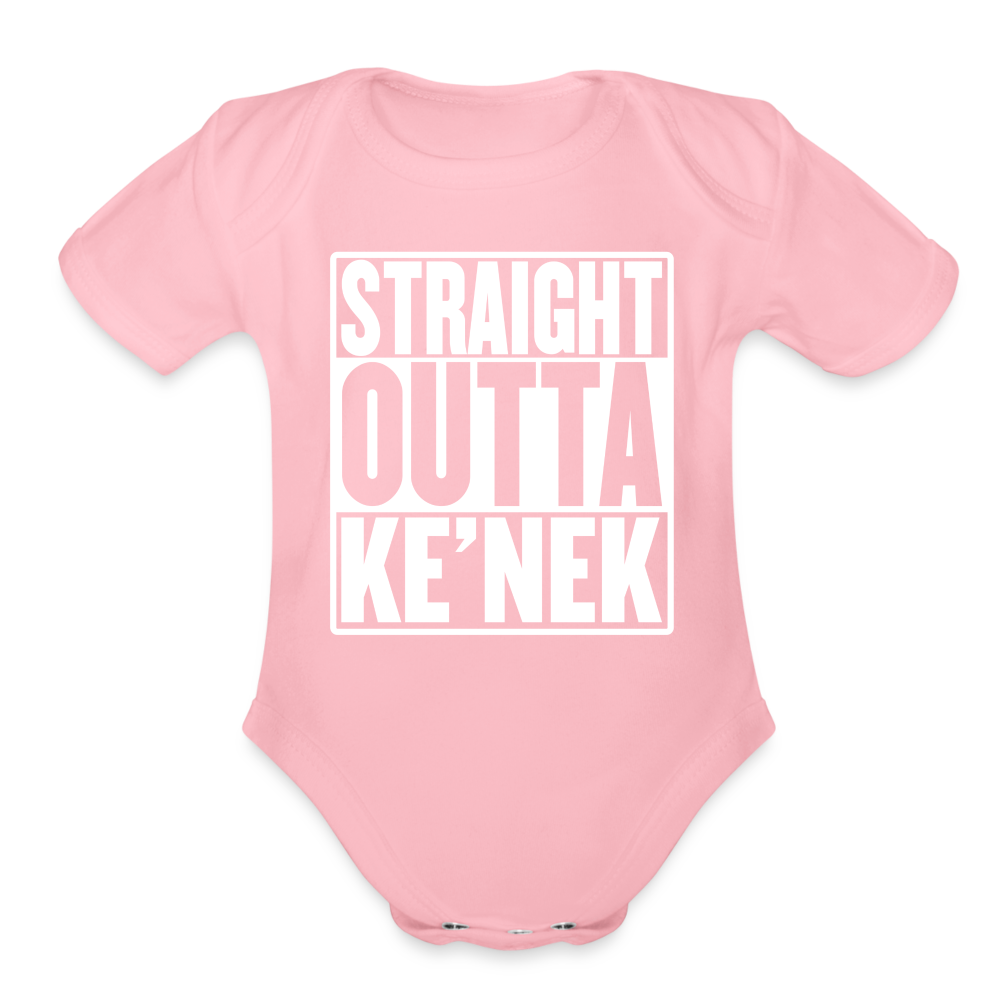 Straight Outta Ke’nek Organic Short Sleeve Baby Bodysuit - light pink