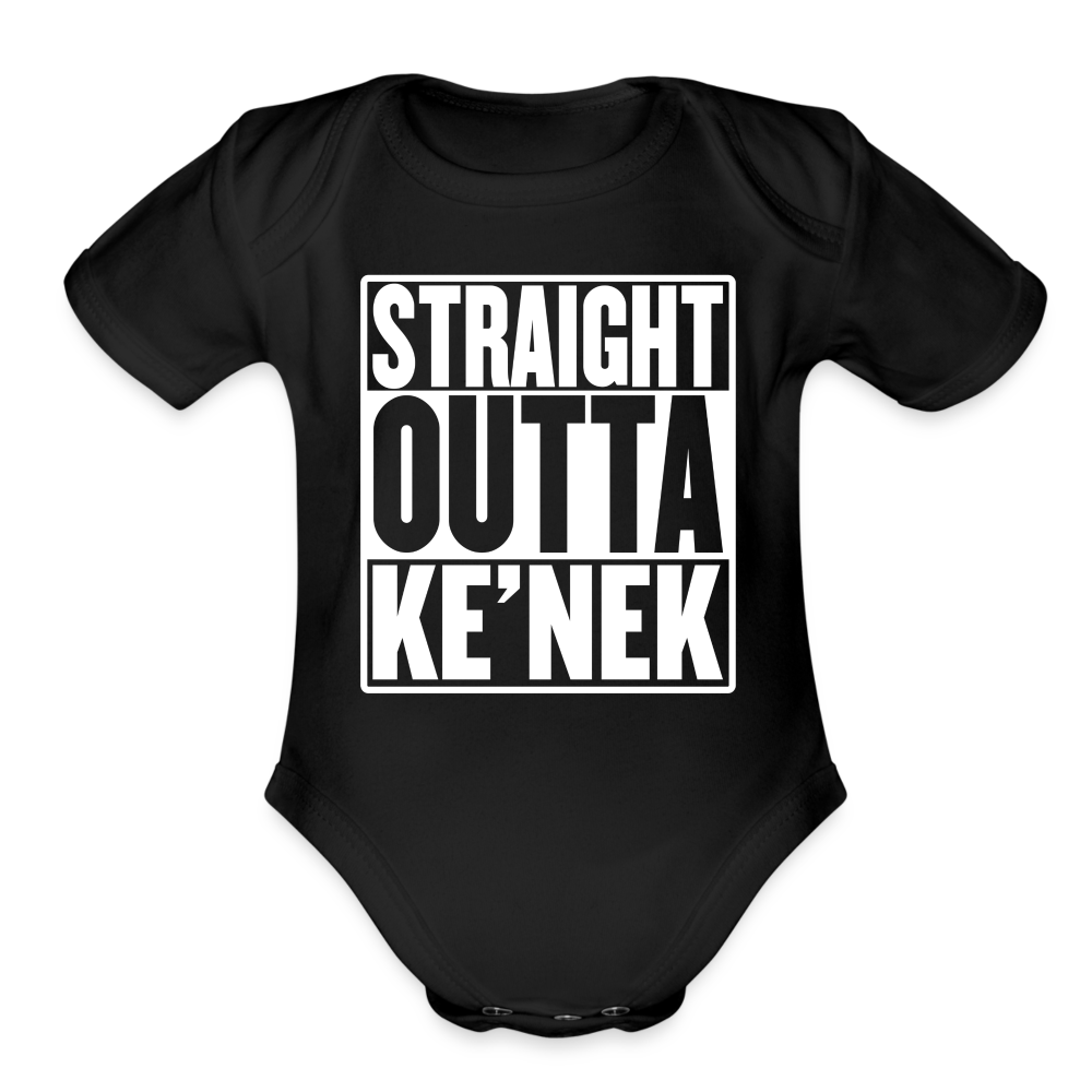 Straight Outta Ke’nek Organic Short Sleeve Baby Bodysuit - black