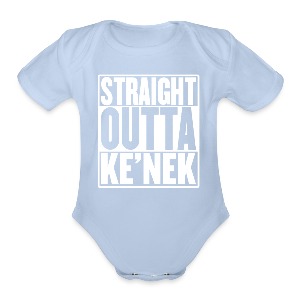 Straight Outta Ke’nek Organic Short Sleeve Baby Bodysuit - sky