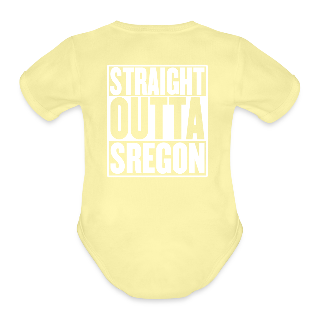 Straight Outta Sregon Organic Short Sleeve Baby Bodysuit - washed yellow