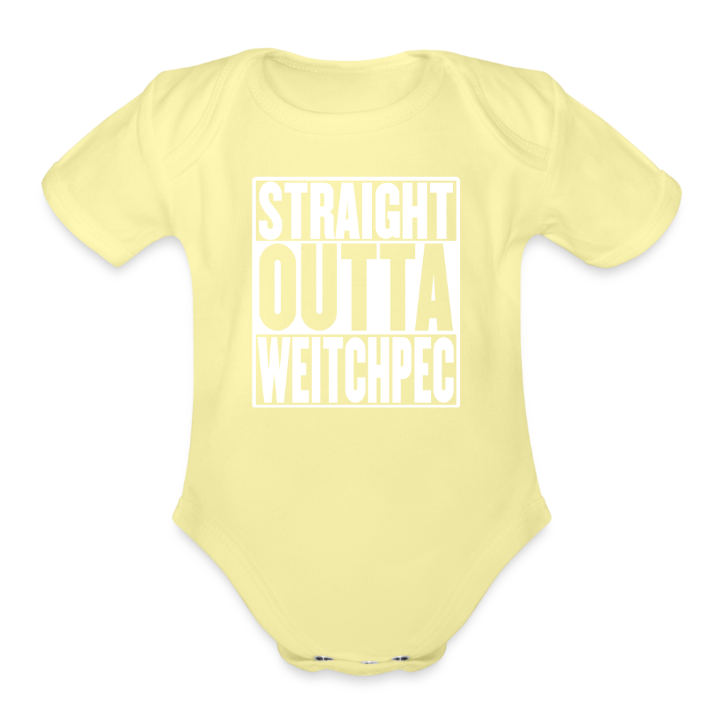 Straight Outta Weitchpec Organic Short Sleeve Baby Bodysuit - washed yellow