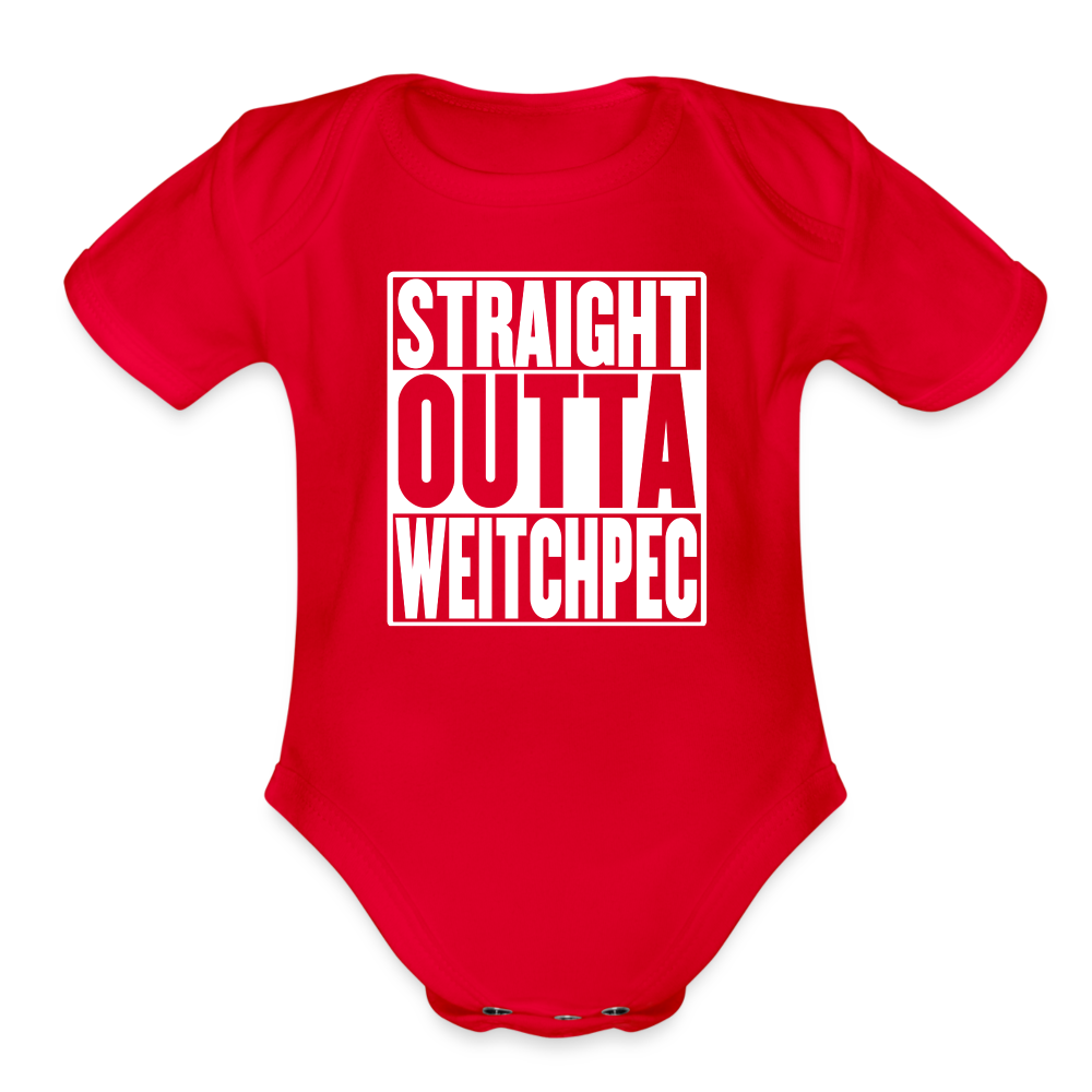 Straight Outta Weitchpec Organic Short Sleeve Baby Bodysuit - red