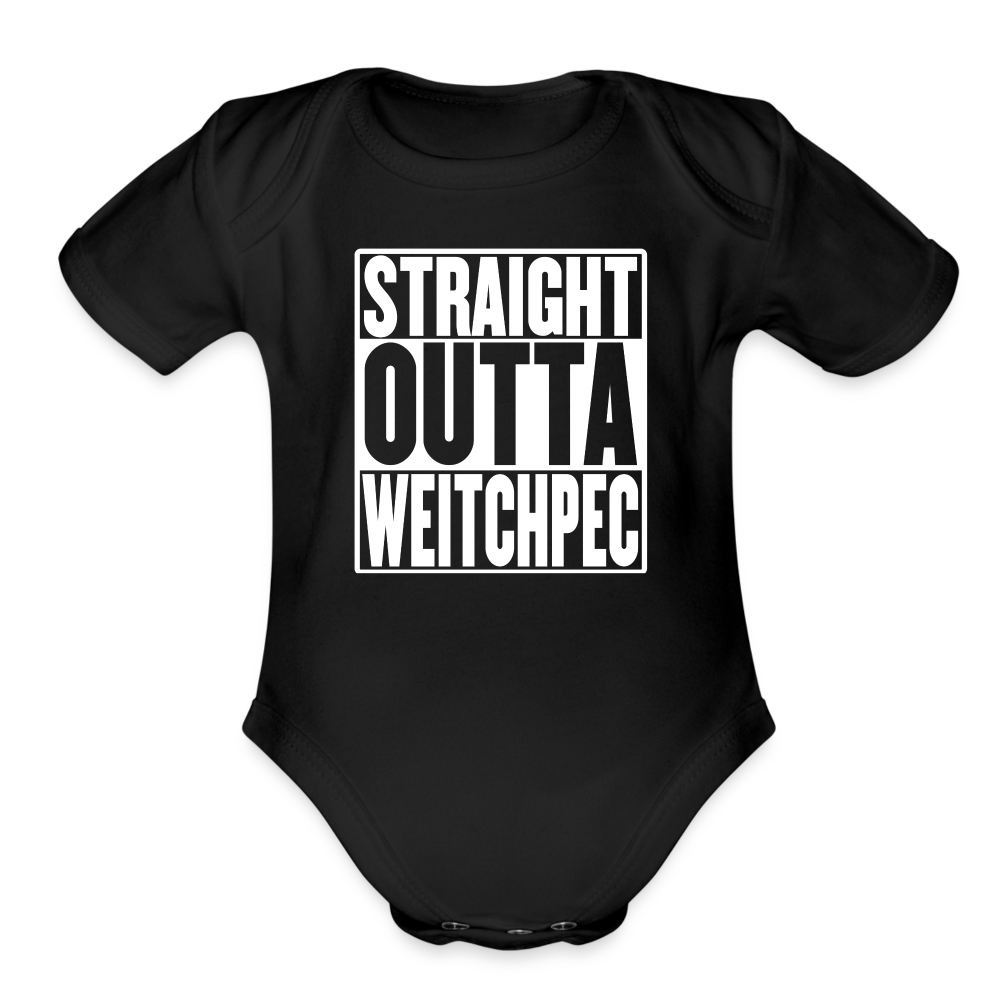 Straight Outta Weitchpec Organic Short Sleeve Baby Bodysuit - black
