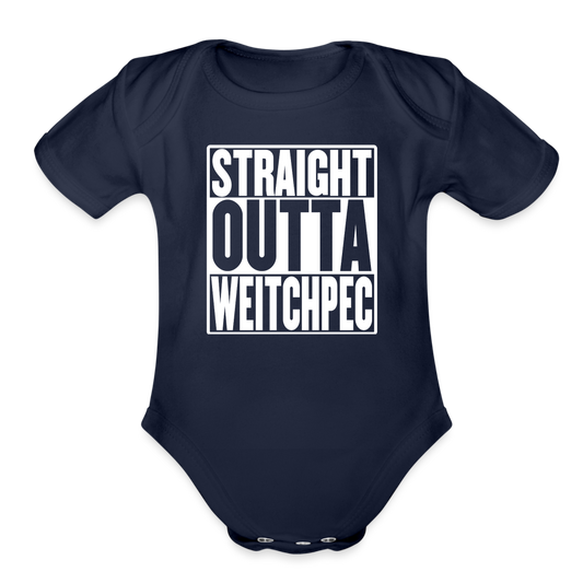 Straight Outta Weitchpec Organic Short Sleeve Baby Bodysuit - dark navy