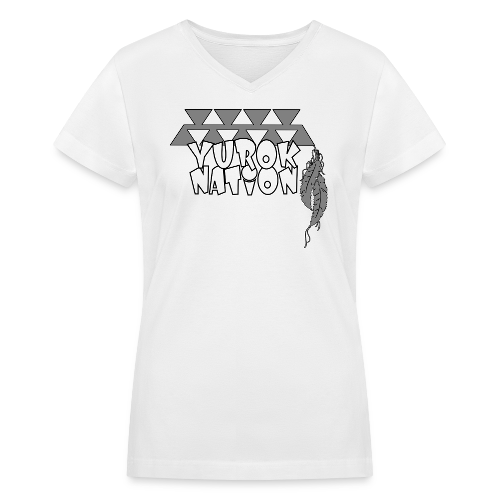 Yurok Nation LR Women's Vneck T-Shirt - white