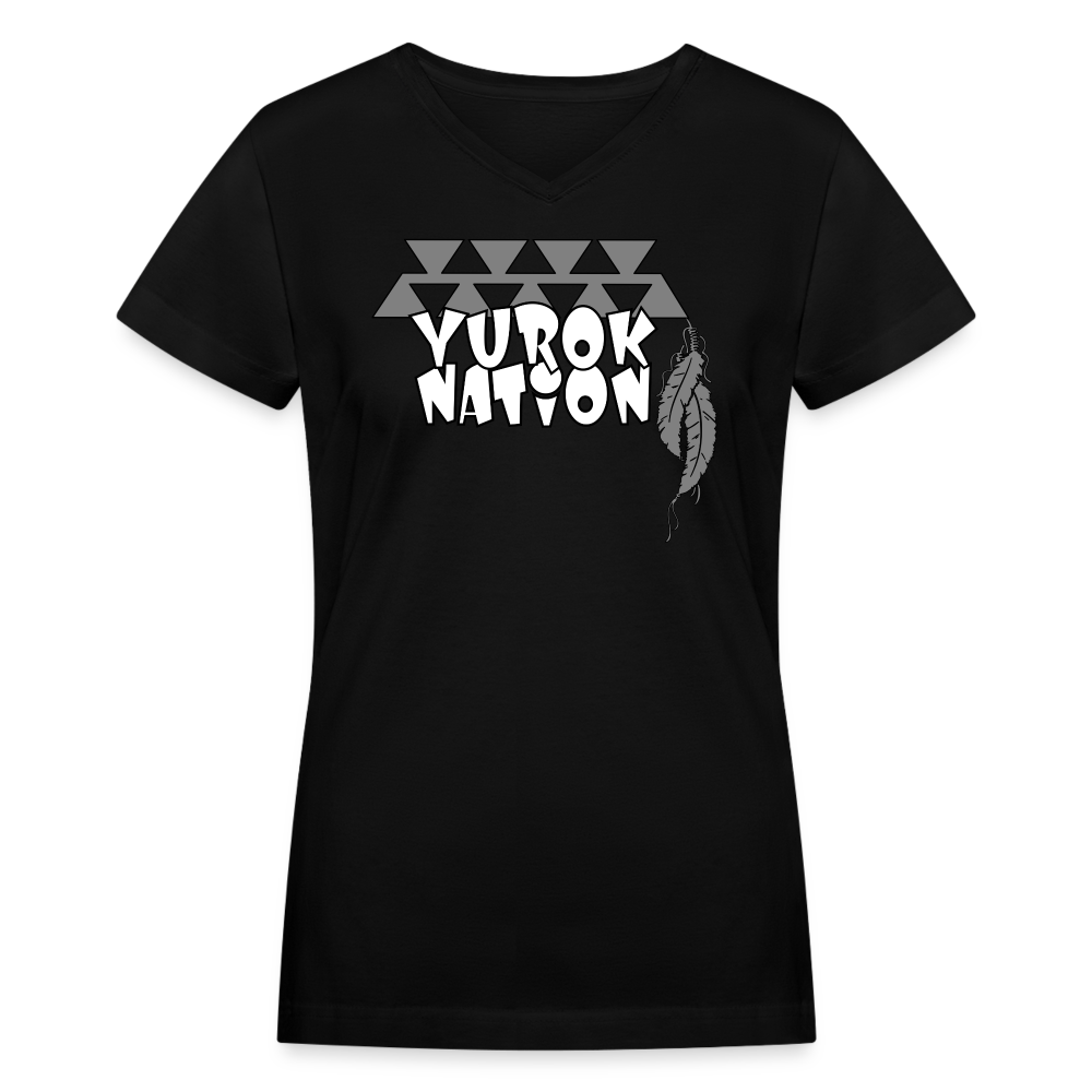 Yurok Nation LR Women's Vneck T-Shirt - black