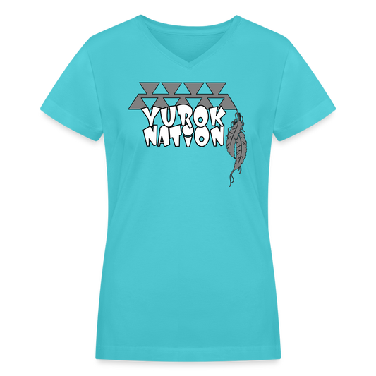 Yurok Nation LR Women's Vneck T-Shirt - aqua