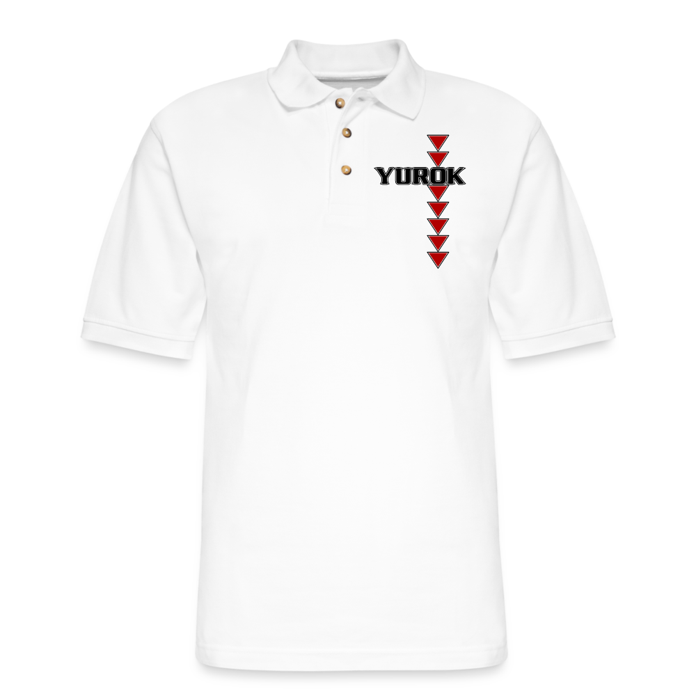 Yurok Sturgeon Men's Pique Polo Shirt - white