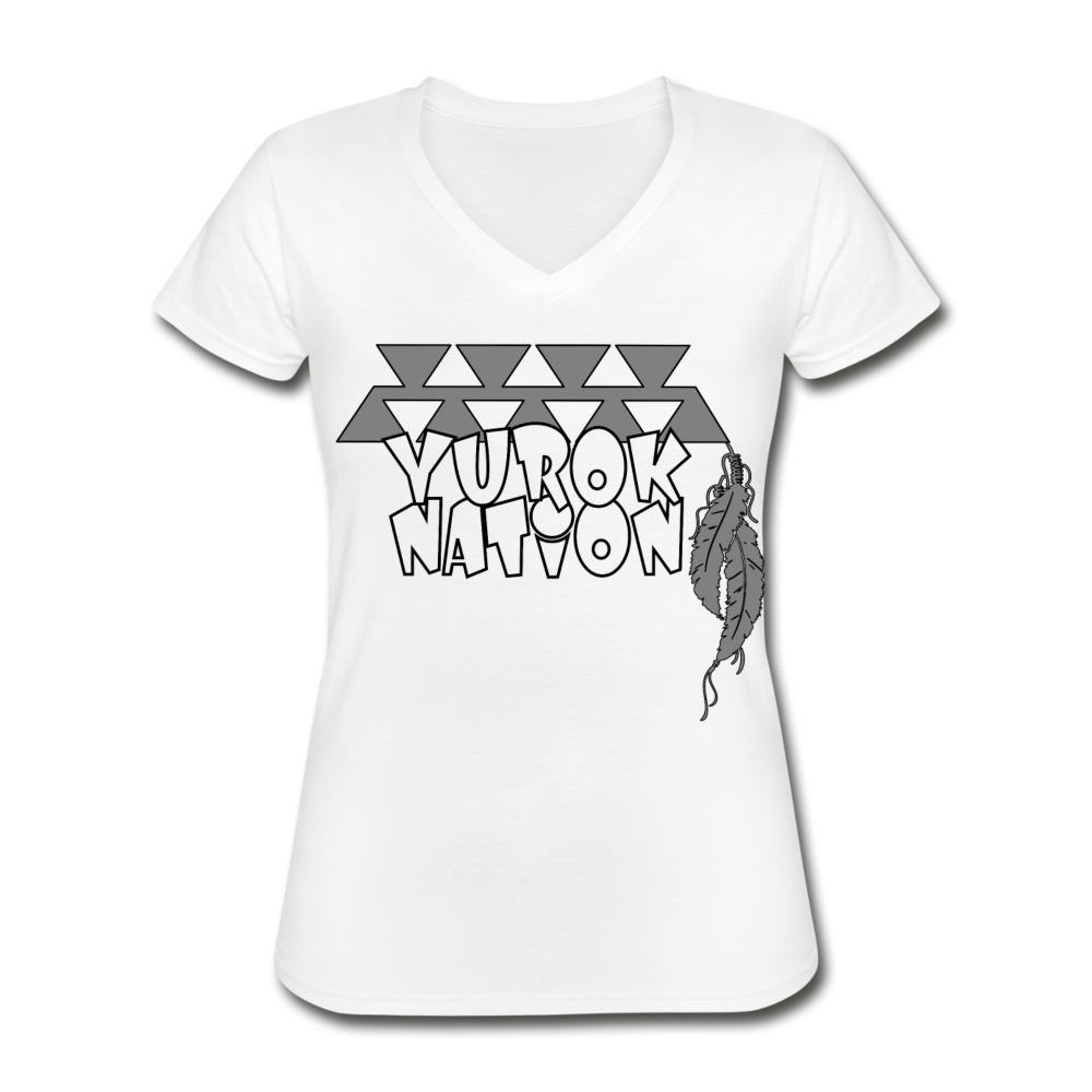 Yurok Nation LR Women's V-Neck T-Shirt - white