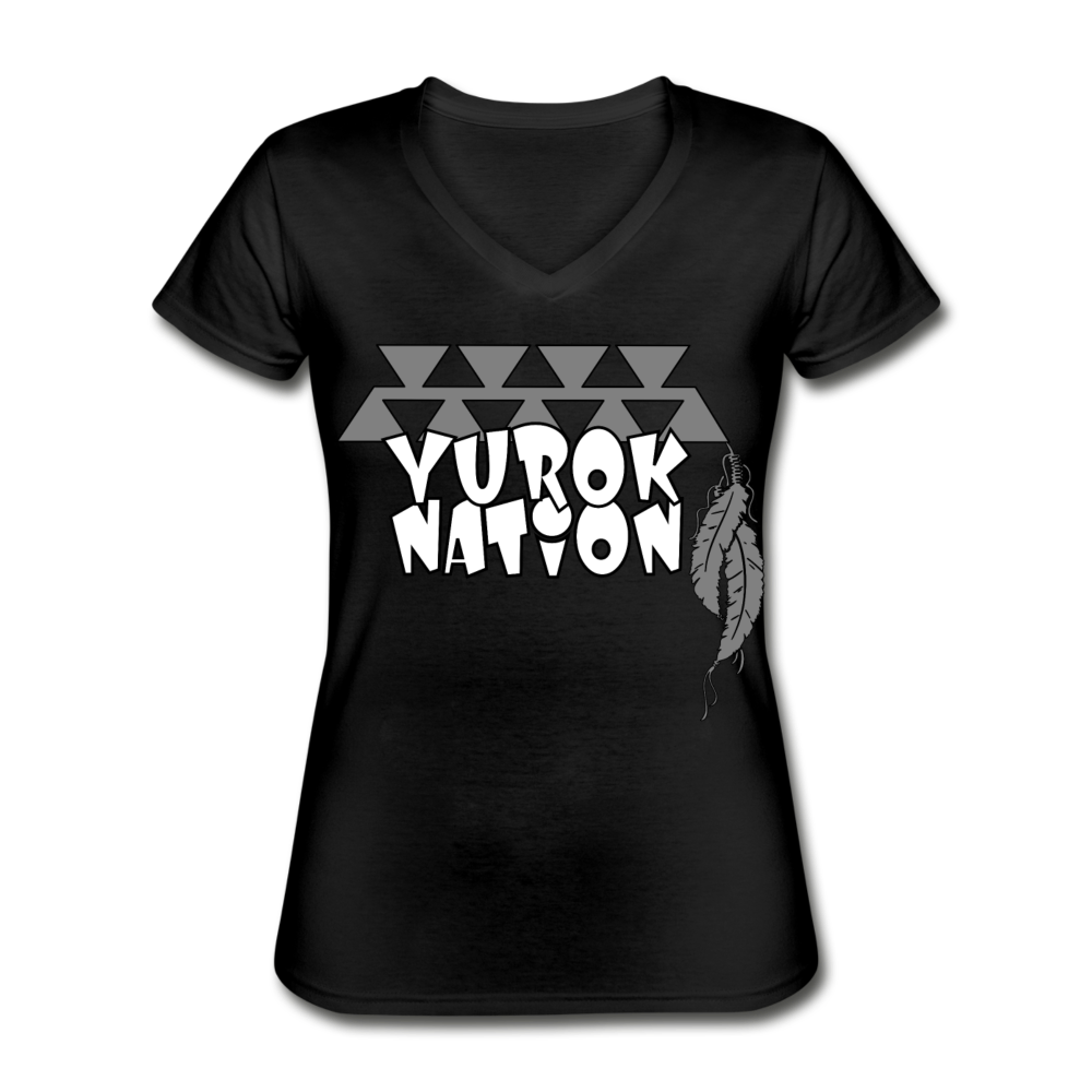 Yurok Nation LR Women's V-Neck T-Shirt - black
