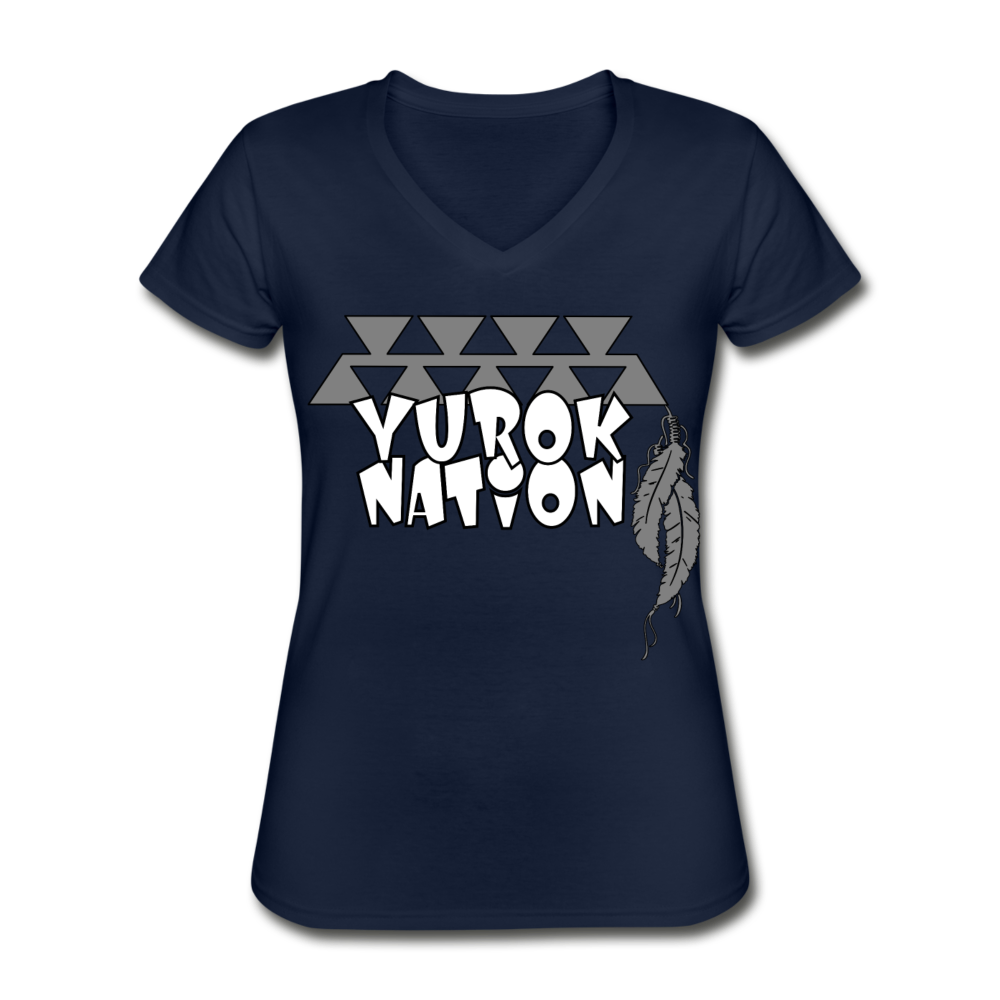 Yurok Nation LR Women's V-Neck T-Shirt - navy