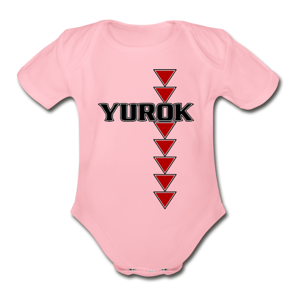 Yurok Sturgeon Back Organic Short Sleeve Baby Bodysuit - light pink