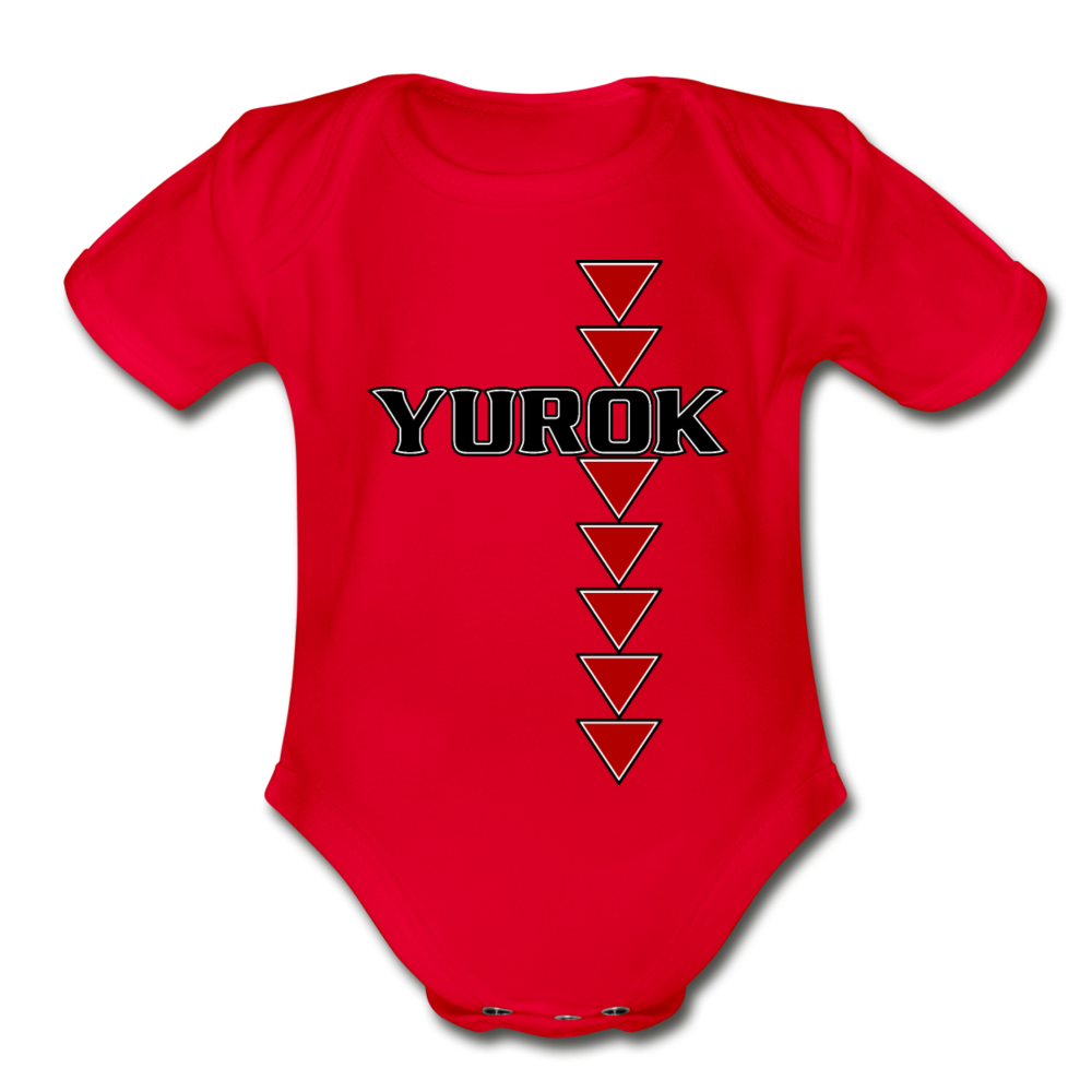 Yurok Sturgeon Back Organic Short Sleeve Baby Bodysuit - red