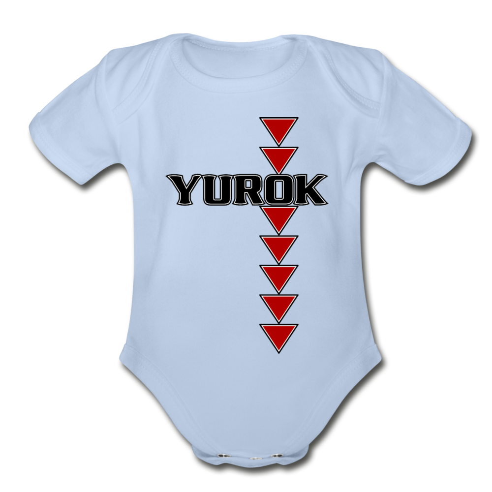 Yurok Sturgeon Back Organic Short Sleeve Baby Bodysuit - sky
