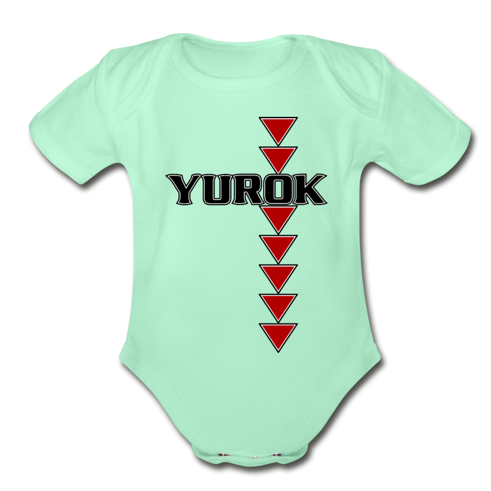 Yurok Sturgeon Back Organic Short Sleeve Baby Bodysuit - light mint