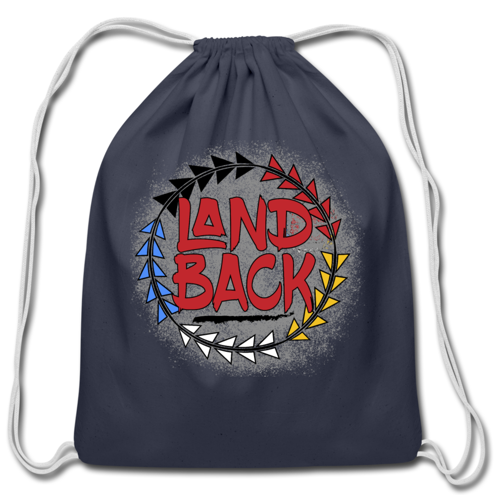 #LandBack Cotton Drawstring Bag - navy