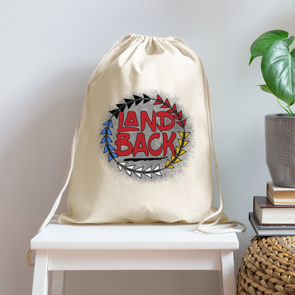 #LandBack Cotton Drawstring Bag - natural