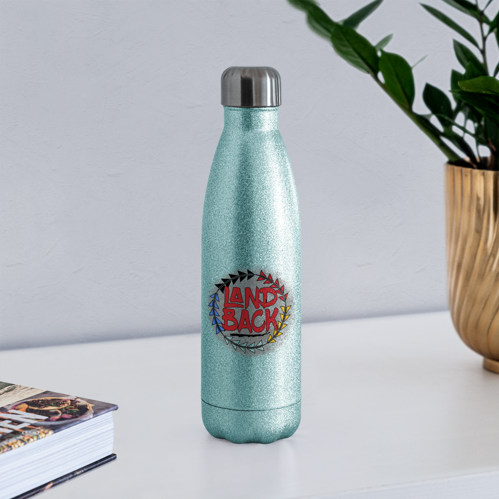 #LandBack Insulated Stainless Steel Water Bottle - turquoise glitter