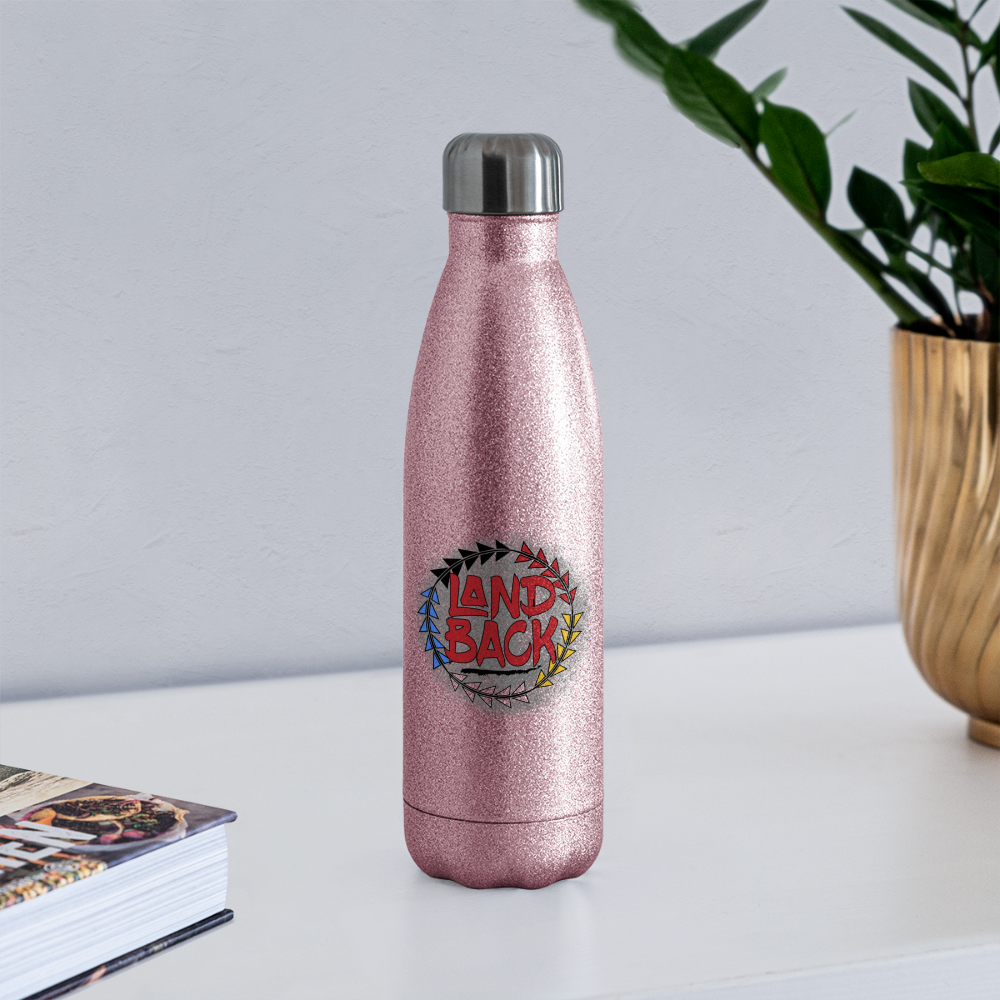 #LandBack Insulated Stainless Steel Water Bottle - pink glitter