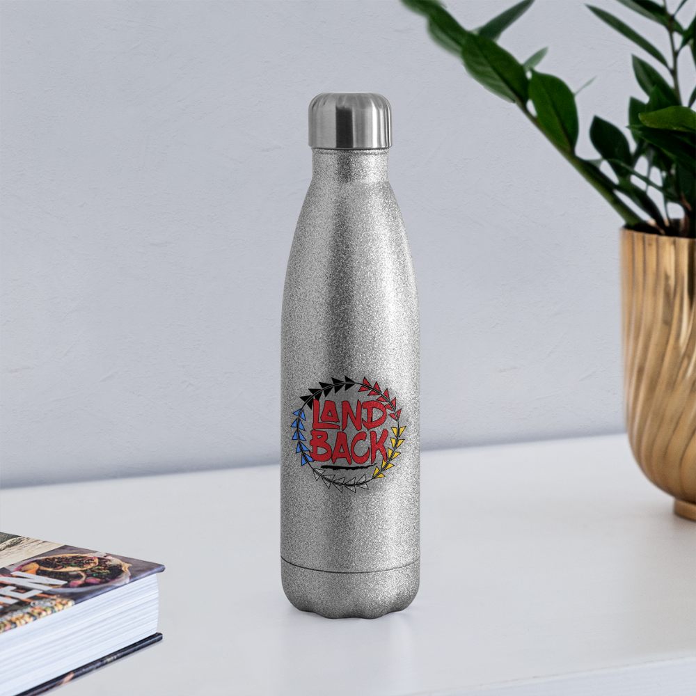 #LandBack Insulated Stainless Steel Water Bottle - silver glitter