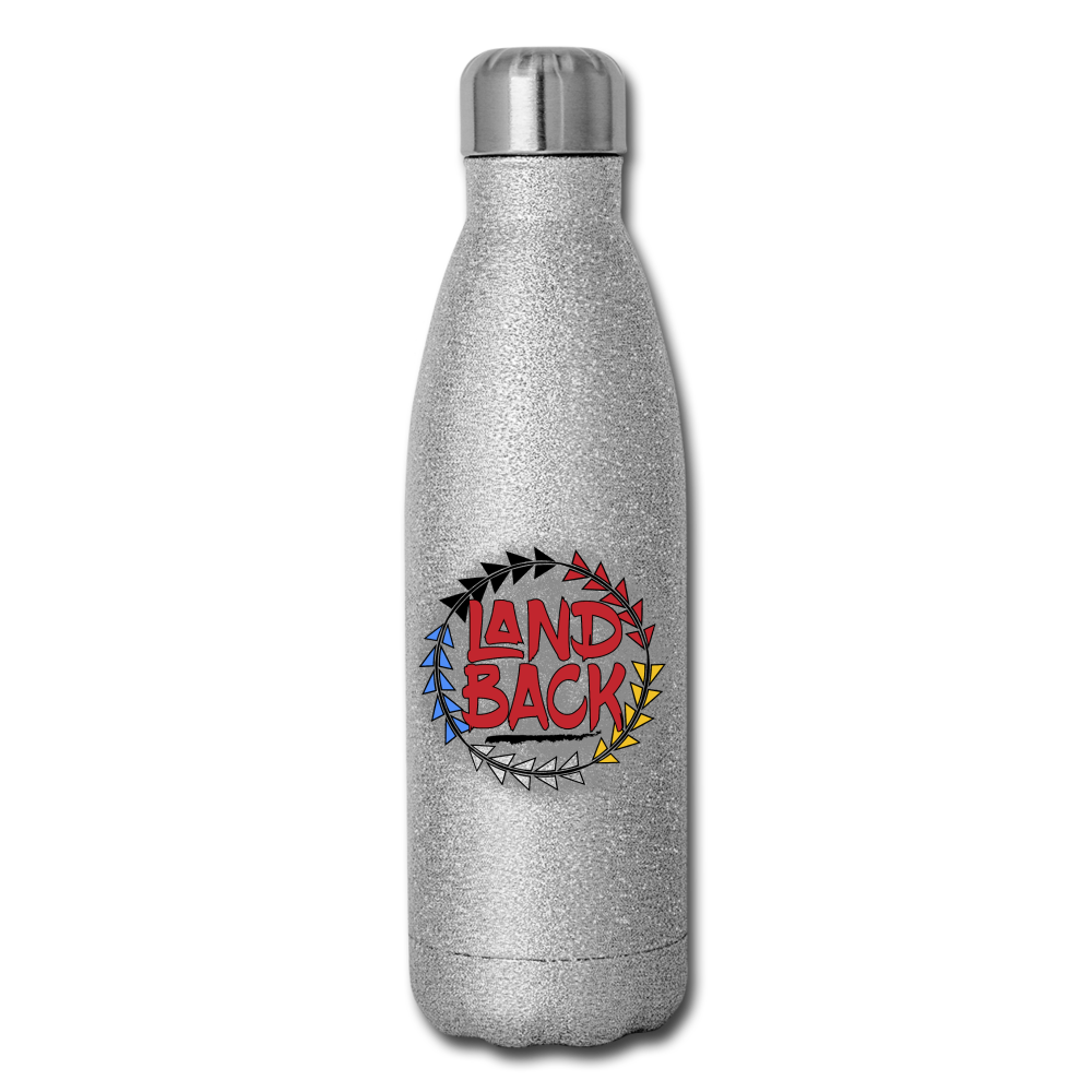 #LandBack Insulated Stainless Steel Water Bottle - silver glitter