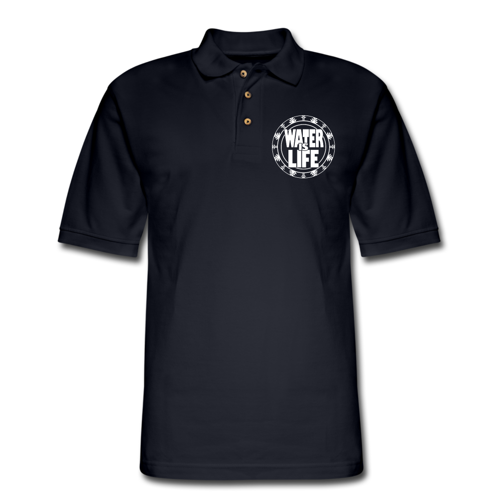 Water Is Life Men's Pique Polo Shirt - midnight navy